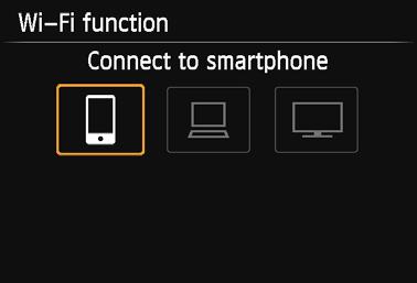 Press the <Q> button to display Quick Control. Select [ ] (Wi-Fi function) and press <0>.