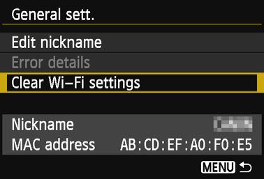 Clearing Wireless LAN Settings All wireless LAN settings can be deleted by the procedure described below.