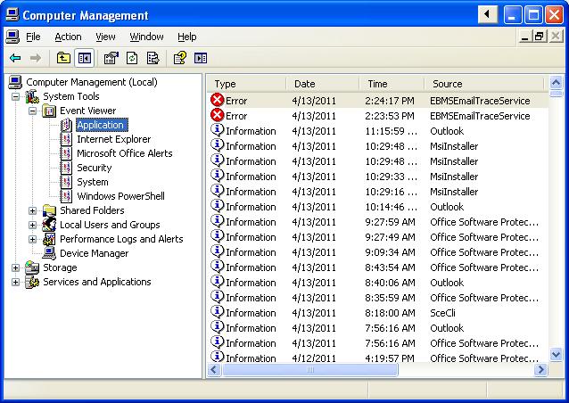 Troubleshooting E-mail Trace Service Event Log The EBMS E-mail Trace Service creates an event log to track the service s activities.