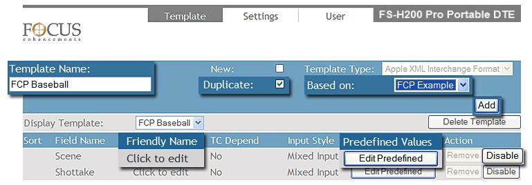 Metadata Duplicating a Template 1 2 3 4 7 6 5 1. Enter the name of the new template in the Template Name field. 2. Place a check mark in the Duplicate check box. 3. Select the template to duplicate from the Based On dropdown menu.