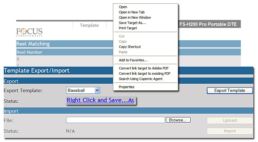 Metadata Exporting a Template The FS-H200 Pro provides the capability of exporting a xml template to a drive in the input device, computer or PDA, or on the network.