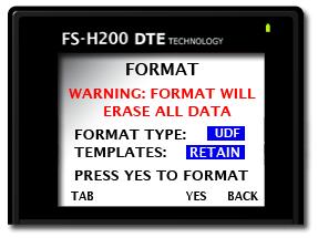 FS-H200 Pro Functions FORMAT Format Type UDF / FAT Templates CLEAR / RETAIN Prevent lost frames due to file fragmentation by formatting the FS-H200 Pro before each recording session.