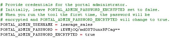 4. Example of the encryption that occurs after the first run. 5. Go to PowerShell or command line and run the utility from the portal webgisdr location. If using PowerShell, make sure to preface.
