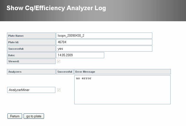 7 Parser and analyzer logs After completing the parsing and analyzing processes the results can be view by clicking on New Parser Log and New Analyzer Log in the top menu bar.