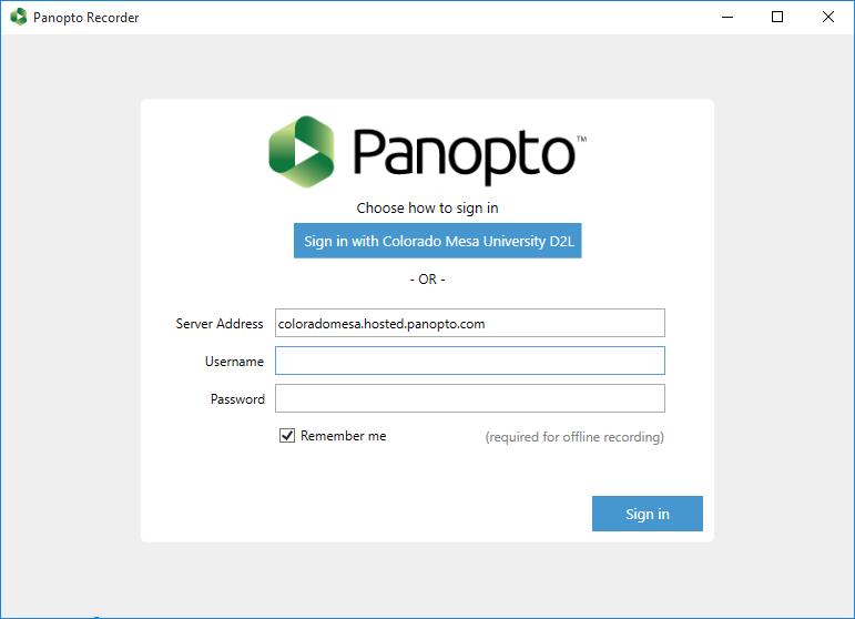 Creating Video Content 1. Launch the Panopto Recorder application from the desktop icon, or via the Start menu, Panopto folder. (Classrooms have a desktop shortcut for easy access during class). 2.