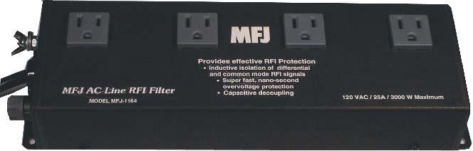 Figure 1: MFJ-1164B AC Line RFI Filter WARNING: DO NOT connect to an ungrounded outlet without connecting to the chassis ground.