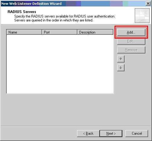 In the next following screens you are going to configure the RADIUS server ISA will use.