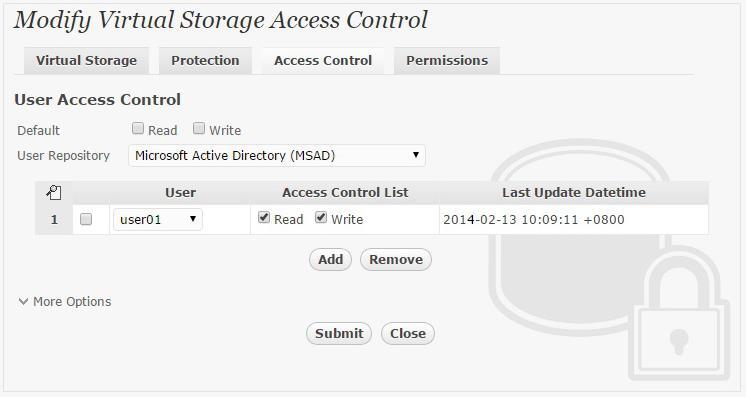 In this test, the Bloombase StoreSafe secure storage resource share01 is provisioned