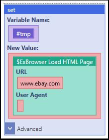 17.17 $ExBrowser Load HTML Page This is a http get request. It will download the html source from the url you specify. If no User Agent is specified it will use a default one.