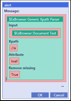 18.1 $ExBrowser Generic Xpath Parser This command will execute the given Xpath expression against the input. It supports all attributes as well as innertext, innerhtml, outerhtml.