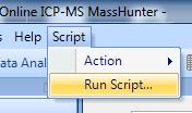 4.7 Confirm "Script menu" is displayed on main menu bar. Then Select "Script" -> "Run script" and run a script "Update Inside-Inlet Temp Diff for Duct stop.icpms.script". 4.