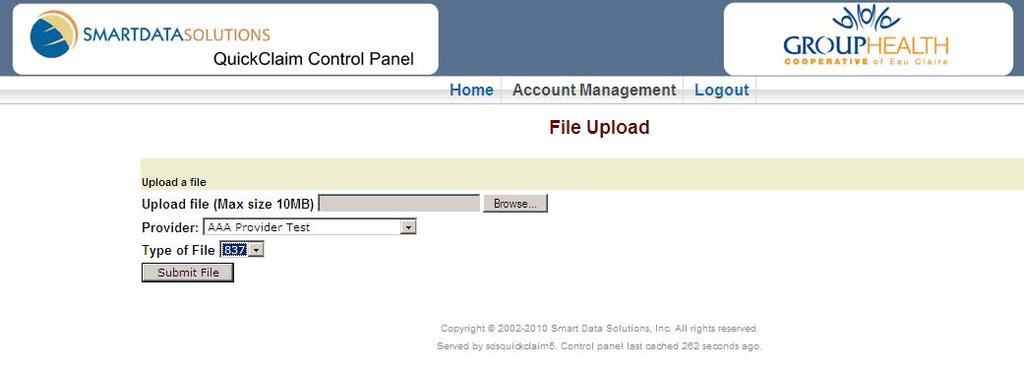 HOW TO SUBMIT AN 837 ELECTRONIC CLAIMS FILE From the Home menu, click Upload Files.