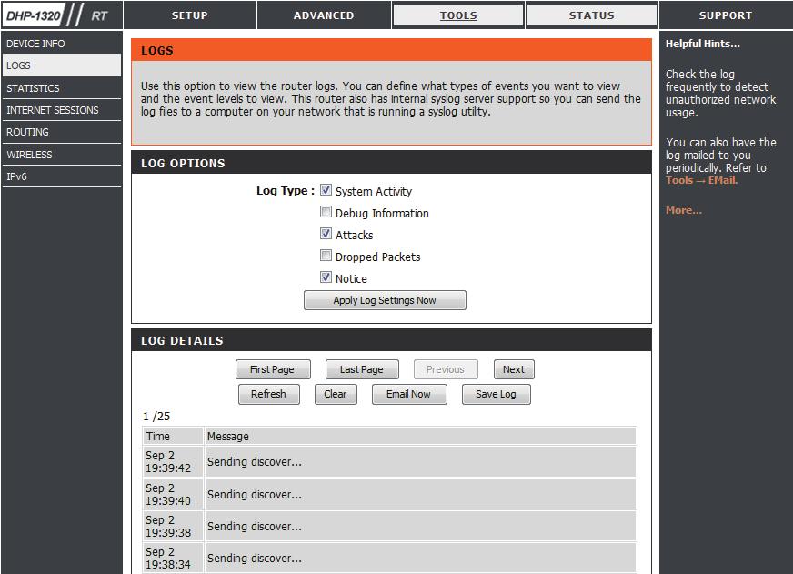 Logs The router automatically logs (records) events of possible interest in it s internal memory.