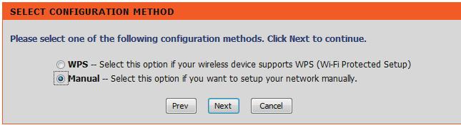 If you would like to setup your network manually, select Manual and click