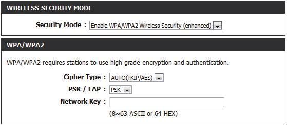Section 4 - Security Configure WPA/WPA2-Personal (PSK) It is recommended to enable encryption on your wireless router before your wireless network adapters.