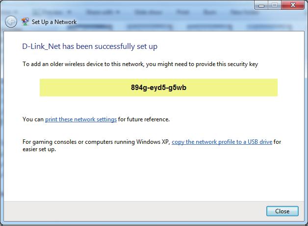 8. The following window informs you that WPS on the DHP-1320 has been setup successfully.