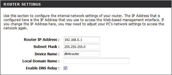 Router IP Address: Default Subnet Mask: Enter the IP address of the router. The default IP address is 19