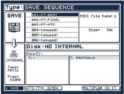Choose MIDI FILE TYPE 1 and hit <Do it>. MPC4000 Go to [SAVE] > SAVE SEQUENCE. From the Sequence List, select sequence 2 (PT- FINAL) and MIDI File Type: 1.