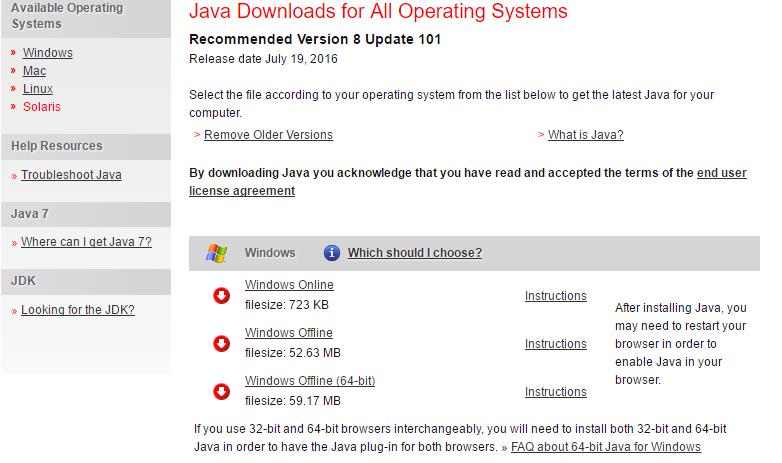 Java Runtime Environment Go to: http://www.java.