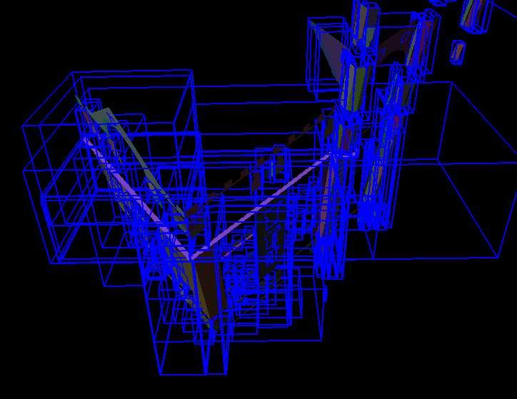 (a) (b) Figure 1: (a) Axes-aligned bounding boxes of planar areas with respect to scanner s coordinate system (shown in blue).