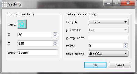 Figure 4.4.6 Scene Control Settings Interface Icon: click the icon button to enter the icons setting interface, the interface will display the new icon after modifying.