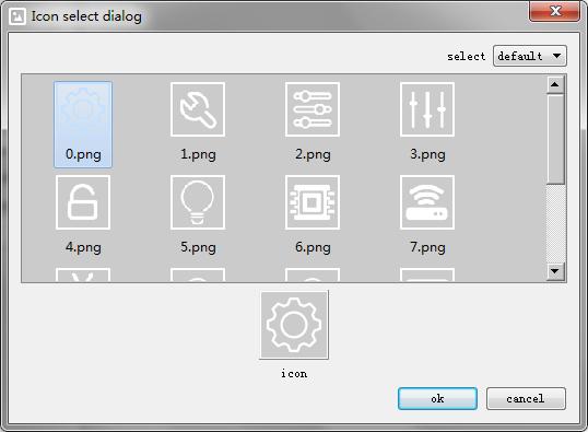 Figure 4.7.8 Customization Control Picture Selection Interface (6)Background Images of Home interface Corresponding picture selection window shows as Figure 4.7.9, the software by default has seven sets of icons for users.