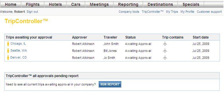 Trip Approver: TripController Approval Page The new TripController page will have 2 modules: 1.