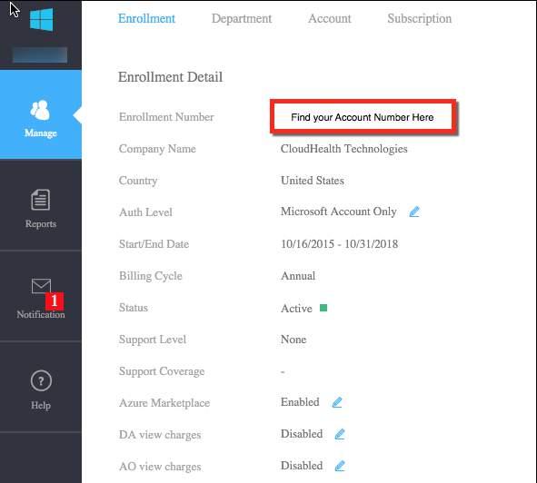2. Enabling Azure Accounts 2.1 Configure Azure Account for Enterprise Agreement Note: If you do not have an Enterprise Agreement, skip to section 2.