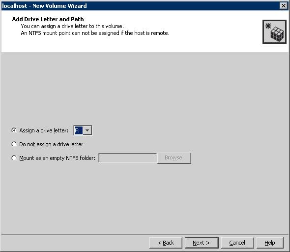 80 Installing and configuring SFW HA Configuring cluster disk groups and volumes for Enterprise Vault If creating a Replicator Log volume for Veritas Volume Replicator, select Do not assign a drive