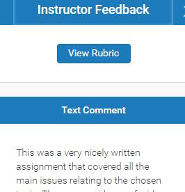 4. You can view the marking grid criteria added to the assignment by the first marker by clicking on the View Rubric link at the top of the Instructor Feedback window.