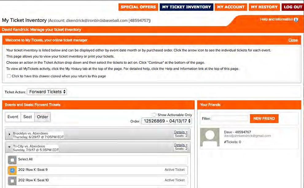 Forward Tickets With ticket forwarding, you can digitally send tickets and parking passes to friends, family, and colleagues.