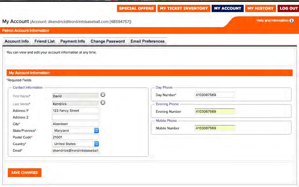 My Account My Account is the core of your MyTickets account. Use this area to manage your password, update your personal information and personalize your preferences.
