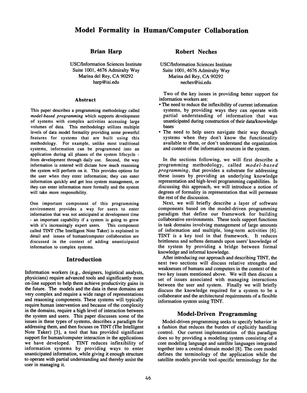 From: AAAI Technical Report FS-93-05. Compilation copyright 1993, AAAI (www.aaai.org). All rights reserved.
