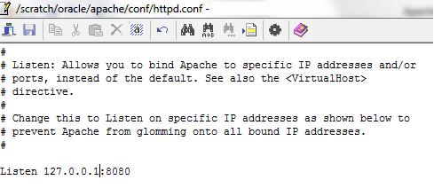 /configure --prefix=/scratch/oracle/apache --enable-ssl --with-included-apr Where / scratch/oracle/apache is the apache home directory 2. $ make 3. $ make install 4.