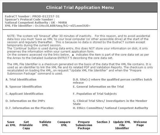 Fig. 117 CT Application Menu 12.3 Producing Member State Specific CT Applications from a Template 1. Reload the template created using the process described in section 12.