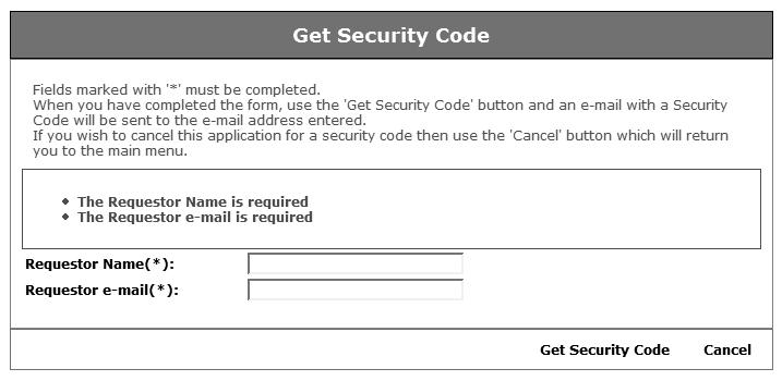 Fig. 6 Get Security Code warning messages To correct the error either: 1.