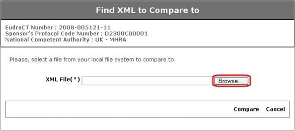 Fig. 103 Find XML to Compare Browse function highlight 4.