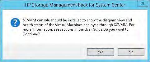 8. Click Install HP Storage Management Pack for System Center
