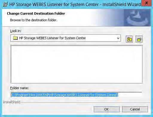 Click Change to install the HP Storage WEBES Listener for System Center to a different location.