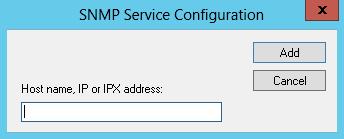 9. Click Add. 10. Enter the HP Command View hosts name you want to monitor, and click Add. The SNMP Service Configuration dialog box is displayed. 11.