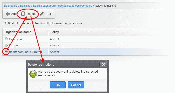 Click 'OK' in the confirmation dialog.