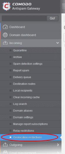 The 'Geolocation restrictions' interface for the domain will open: Enable geolocation restrictions -