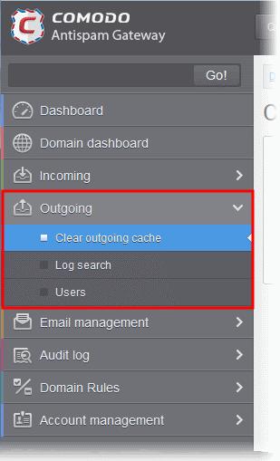 cache, search for outgoing email messages and outgoing spam checking.