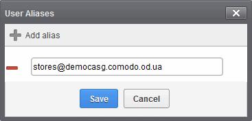 Click the Save button. Note: Users cannot add an alias by themselves. To add multiple aliases click the button.