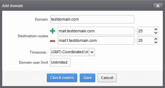 The 'Timezone' drop-down allows you to choose the zone for the domain. CASG will use the selected timezone for events which concern that domain.