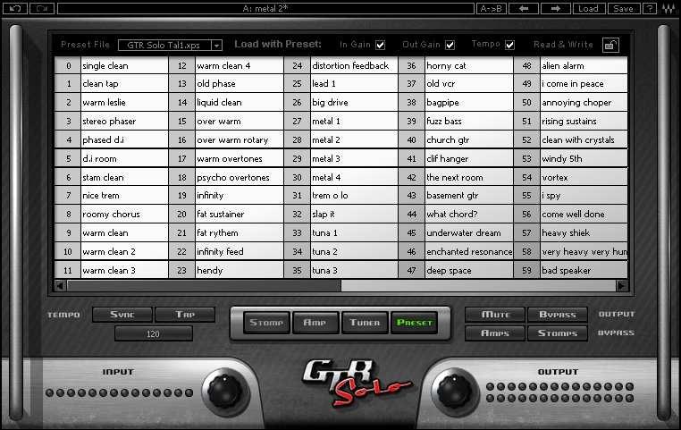 2.6 Presets Page Choose Preset files using the Preset file pop up menu located above the Preset grid. Double click on a preset to load it.