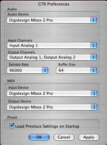 The standalone application s menu file contains 2 items: Preferences Displays the preferences dialog for Audio, MIDI, and User Choices