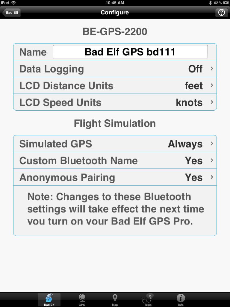 Using Special Features of the Bad Elf Utility App (Cygnus Pro Wireless only)