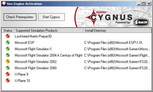 The First Time You Use Cygnus A green light means that Cygnus is ready to run with your simulation software. Click the Start Cygnus button and get ready to fly!