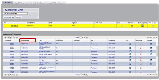 Part 2: Sort your Documents 1 From the My eopf page, you can change the sort order in any column.